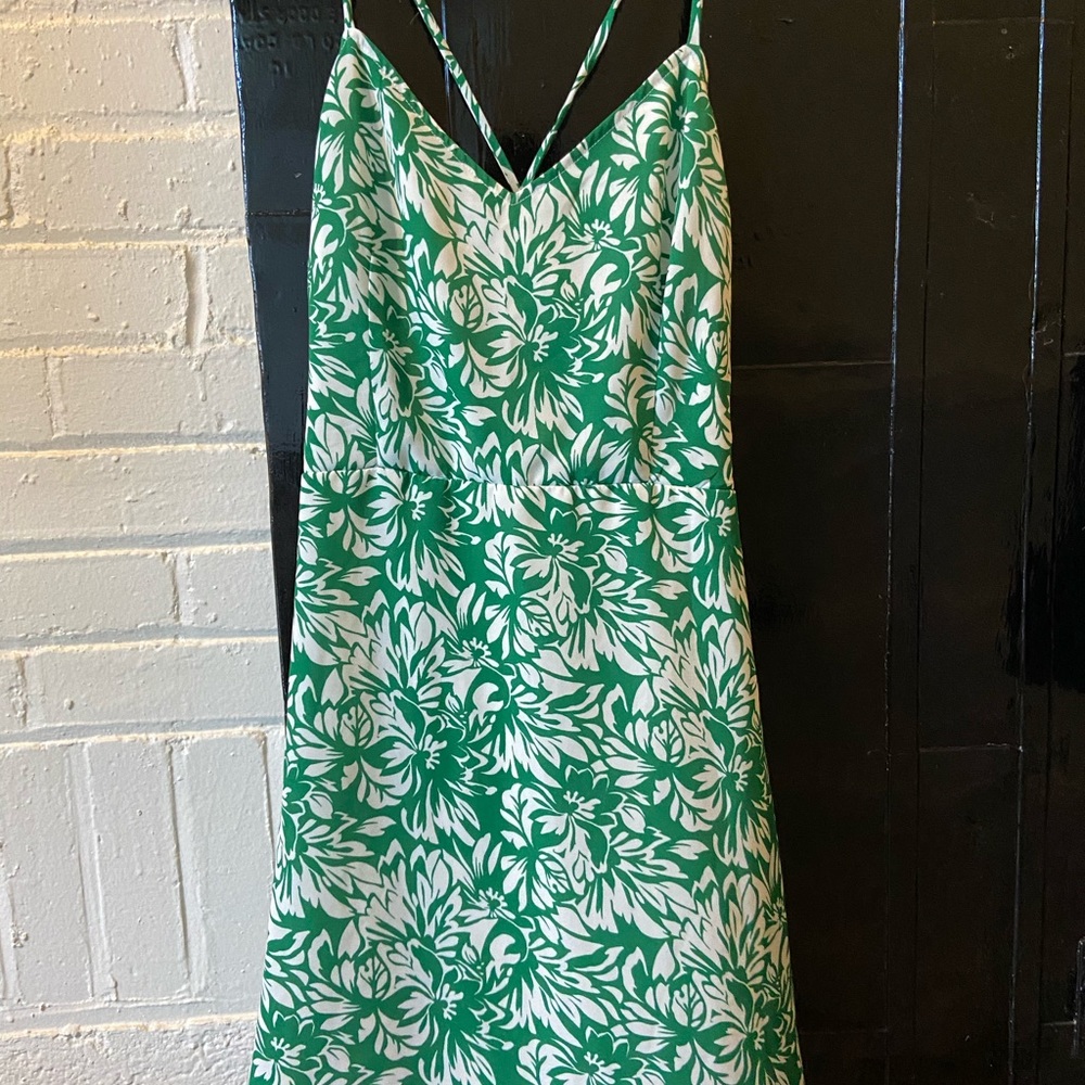 Green and White Mini Dress